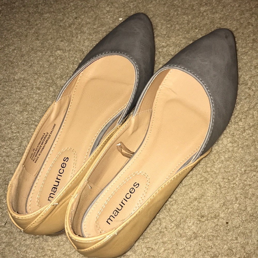Brand new grey and tan flats